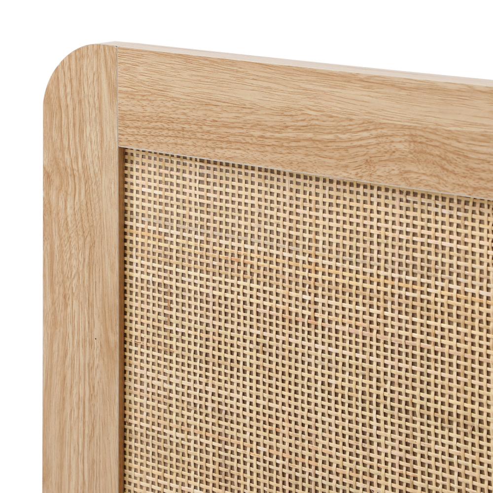 Oikiture Bed Frame King Single Size Wooden Bed Frame Rattan Headboard-Bed Frames-PEROZ Accessories