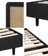 Oikiture Bed Frame Queen Size Real Rattan Headboard Black-Bed Frames-PEROZ Accessories