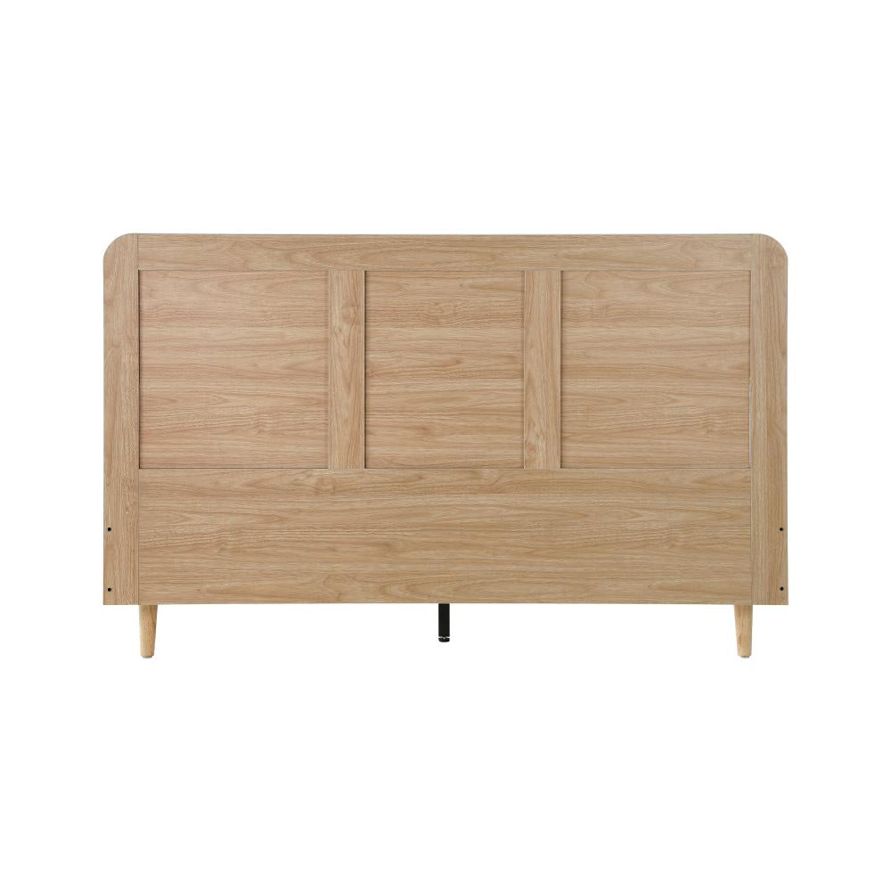 Oikiture Bed Frame Queen Size Wooden Bed Frame Rattan Headboard-Bed Frames-PEROZ Accessories