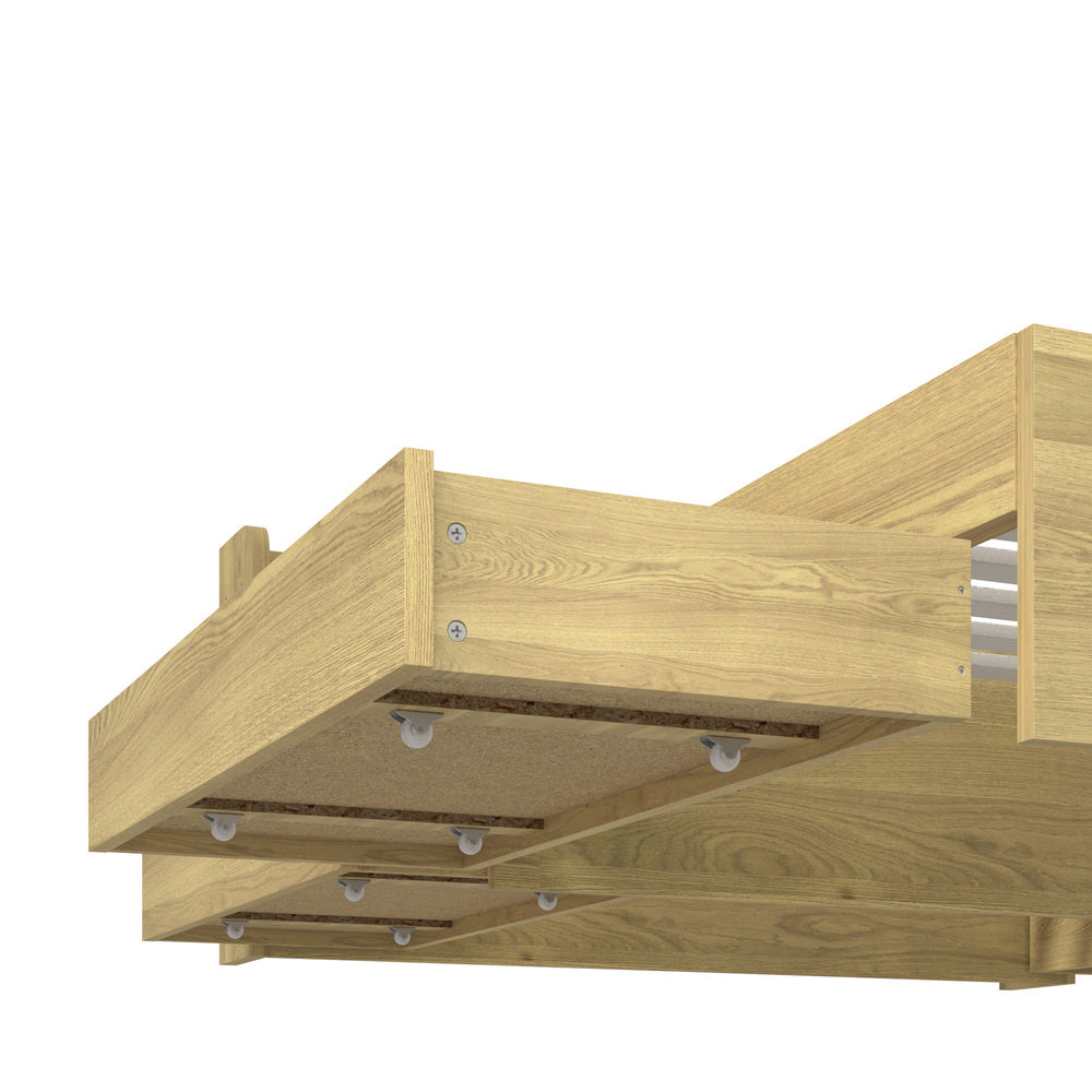 Oikiture Double Bed Frame with Charging Ports & 2 Drawers-Wooden Bed Frames-PEROZ Accessories