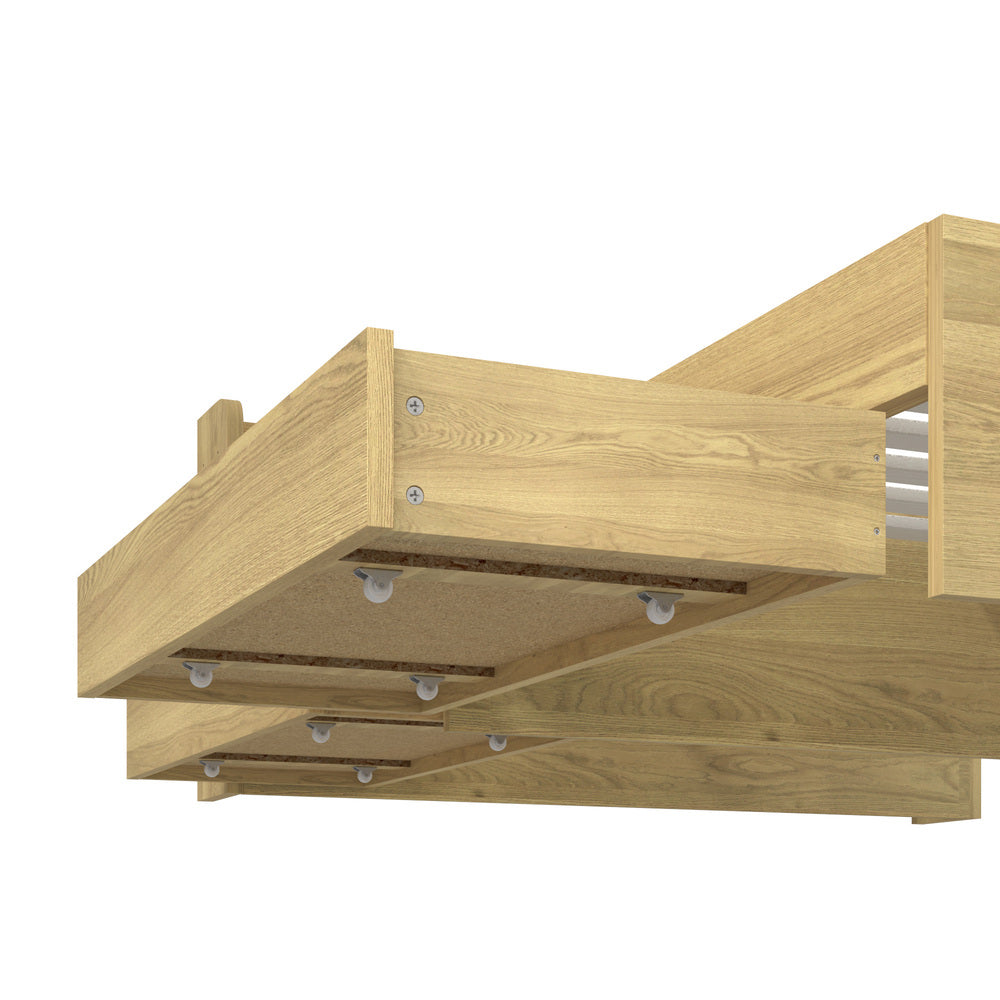 Oikiture Queen Bed Frame with Charging Ports & 2 Drawers-Wooden Bed Frames-PEROZ Accessories