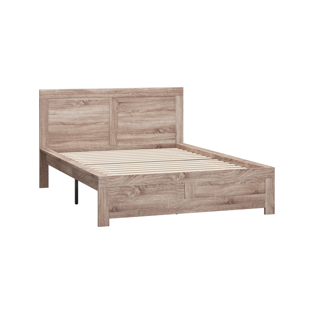 Oikiture Wooden Bed Frame Double Size Contemporary Light Oak-Wooden Bed Frame-PEROZ Accessories