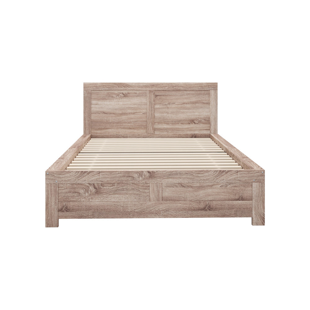 Oikiture Wooden Bed Frame Double Size Contemporary Light Oak-Wooden Bed Frame-PEROZ Accessories