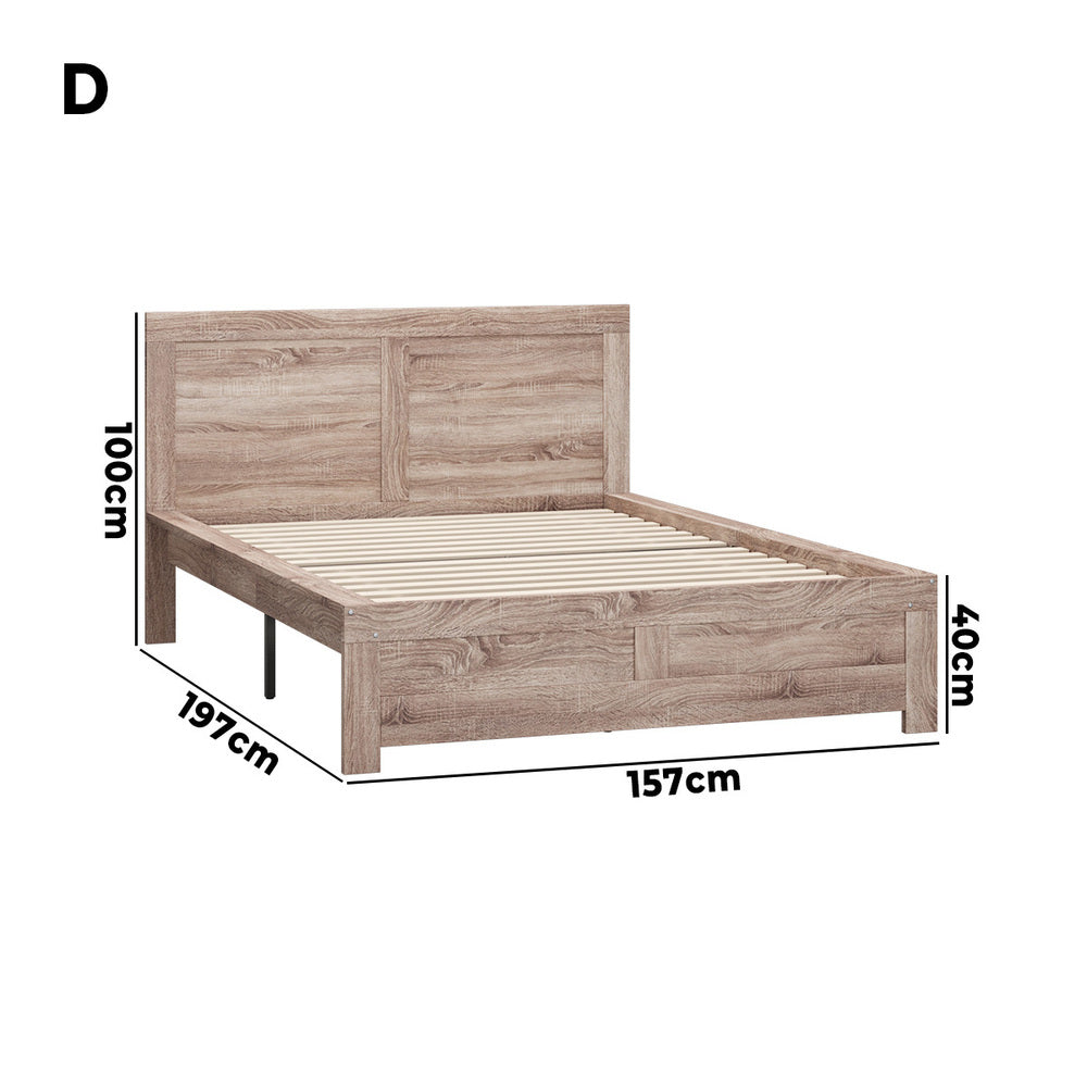 Oikiture Wooden Bed Frame Double Size Contemporary Light Oak-Wooden Bed Frame-PEROZ Accessories