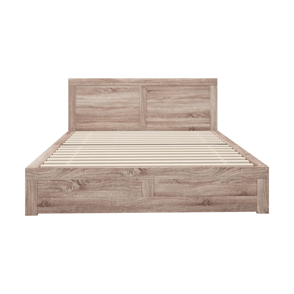 Oikiture Wooden Bed Frame King Size Contemporary Light Oak-Wooden Bed Frame-PEROZ Accessories