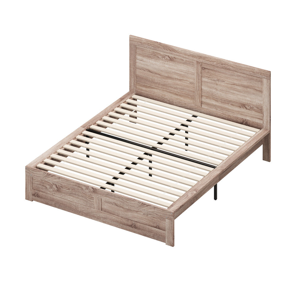 Oikiture Wooden Bed Frame King Size Contemporary Light Oak-Wooden Bed Frame-PEROZ Accessories