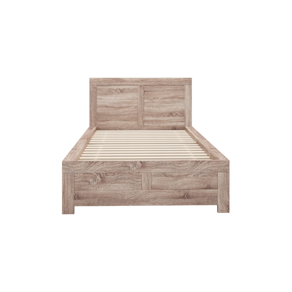 Oikiture Wooden Bed Frame King Single Contemporary Light Oak-Wooden Bed Frame-PEROZ Accessories