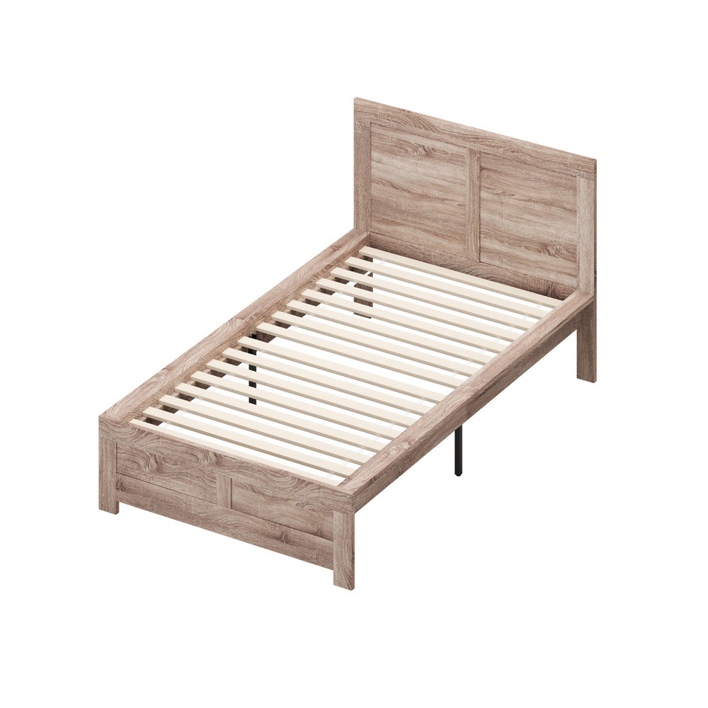 Oikiture Wooden Bed Frame King Single Contemporary Light Oak-Wooden Bed Frame-PEROZ Accessories