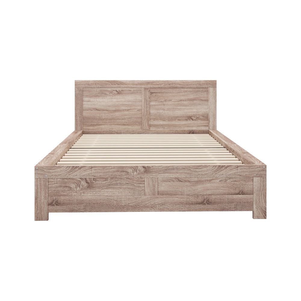 Oikiture Wooden Bed Frame Queen Size Contemporary Light Oak-Wooden Bed Frame-PEROZ Accessories