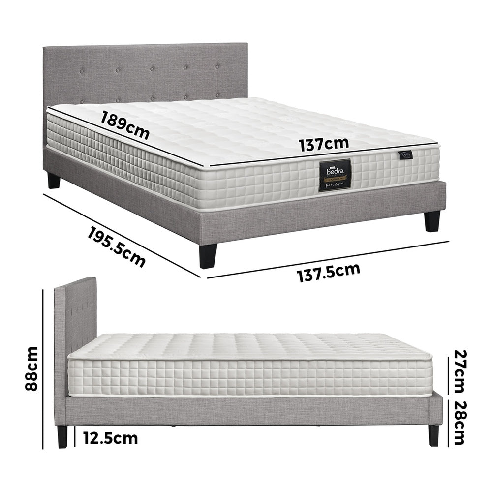 Oikiture Bed Frame Double Size Wooden Platform Beds with Mattress Grey-Bed Frame-PEROZ Accessories