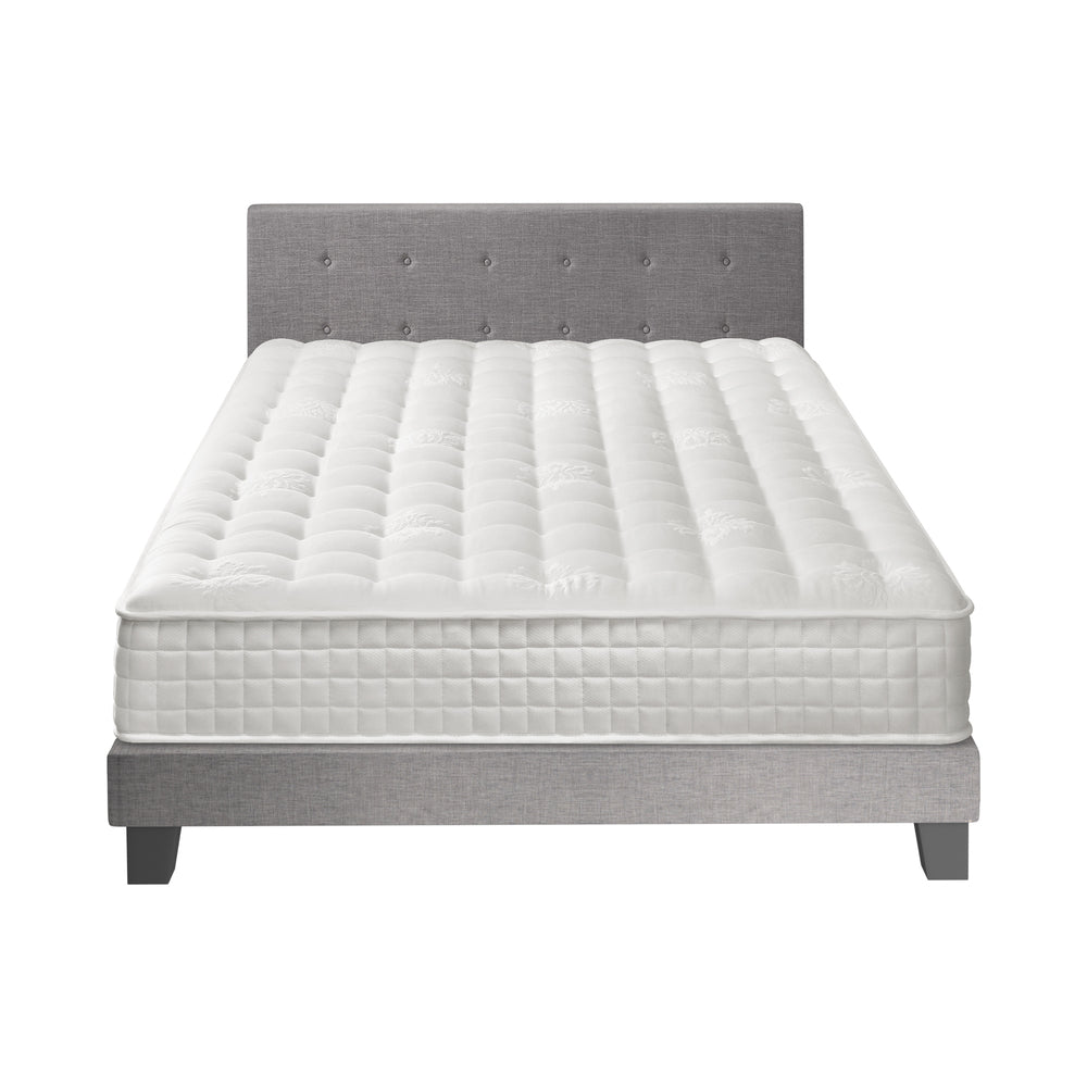 Oikiture Bed Frame King Size Wooden Platform Beds with Mattress Grey-Bed Frame-PEROZ Accessories