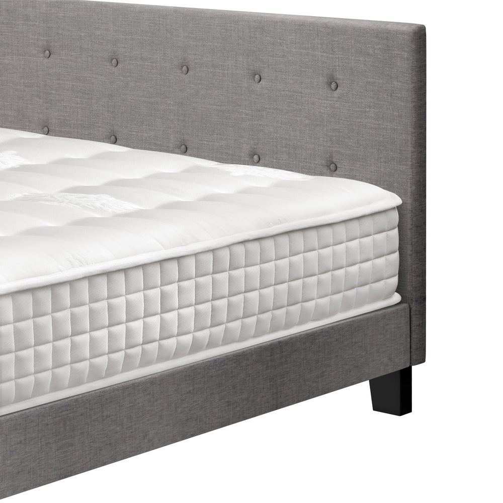 Oikiture Bed Frame King Size Wooden Platform Beds with Mattress Grey-Bed Frame-PEROZ Accessories
