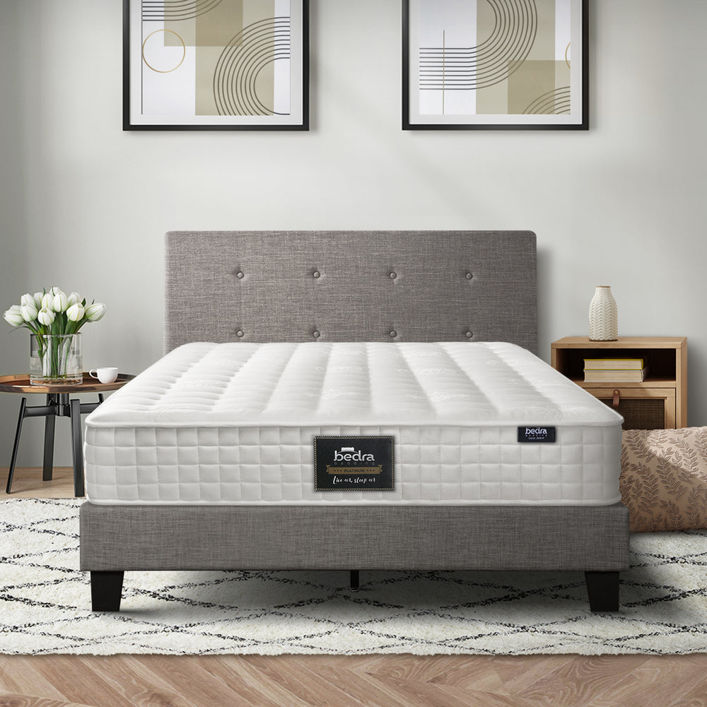 Oikiture Bed Frame King Single Size Wooden Beds with Mattress Grey-Bed Frame-PEROZ Accessories