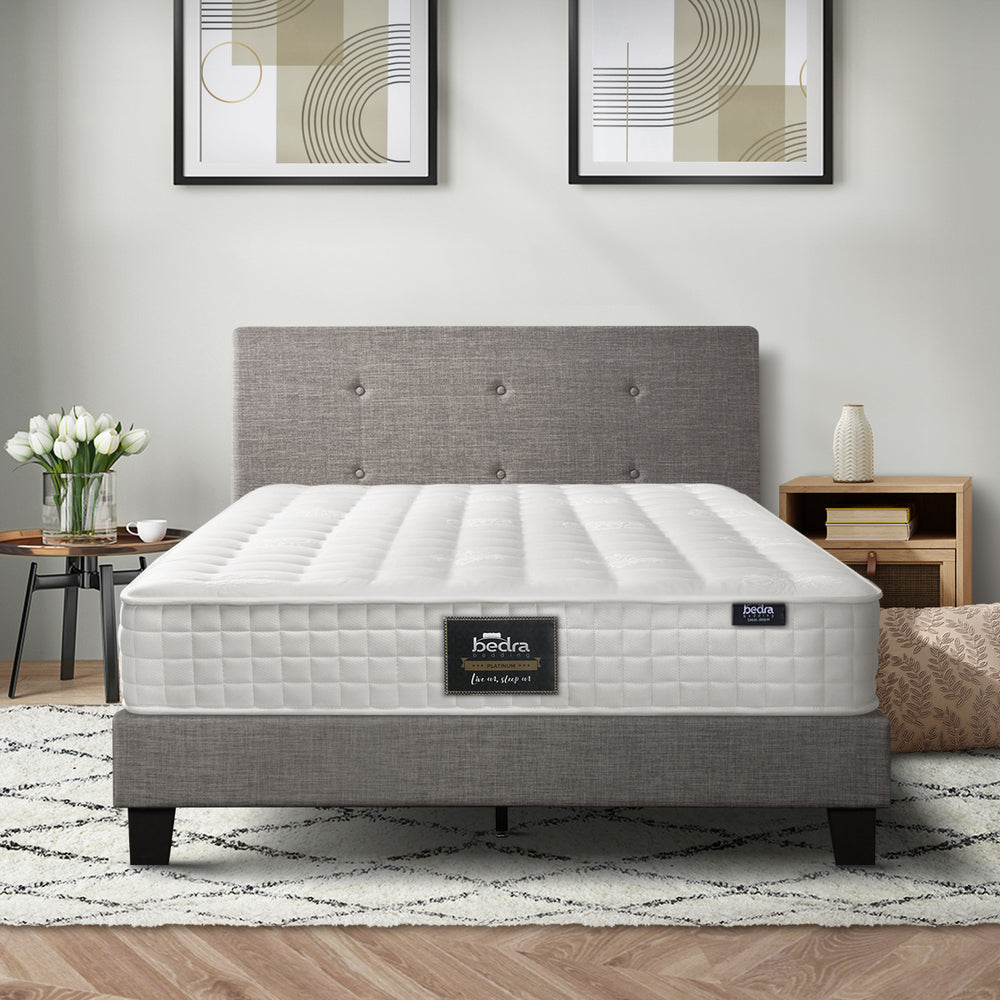 Oikiture Bed Frame Single Size Wooden Platform Beds with Mattress Grey-Bed Frame-PEROZ Accessories