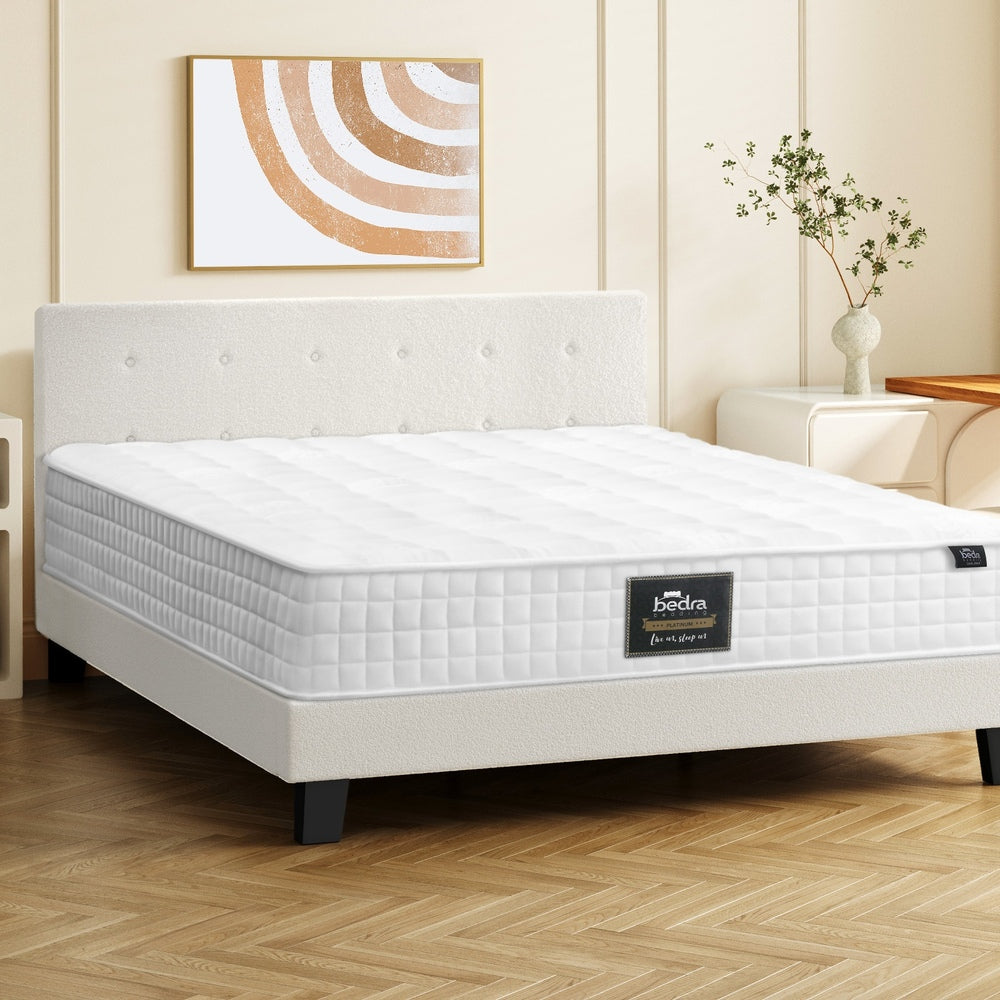 Oikiture Bed Frame King Size Wooden Platform Beds with Mattress White-Bed Frame-PEROZ Accessories