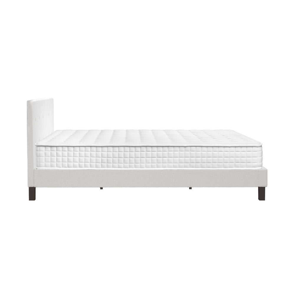 Oikiture Bed Frame King Size Wooden Platform Beds with Mattress White-Bed Frame-PEROZ Accessories