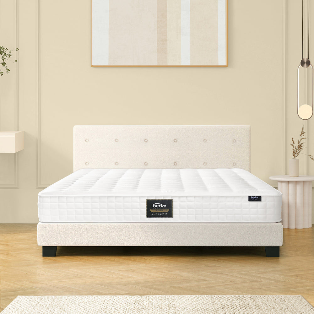 Oikiture Bed Frame King Size Wooden Platform Beds with Mattress White-Bed Frame-PEROZ Accessories