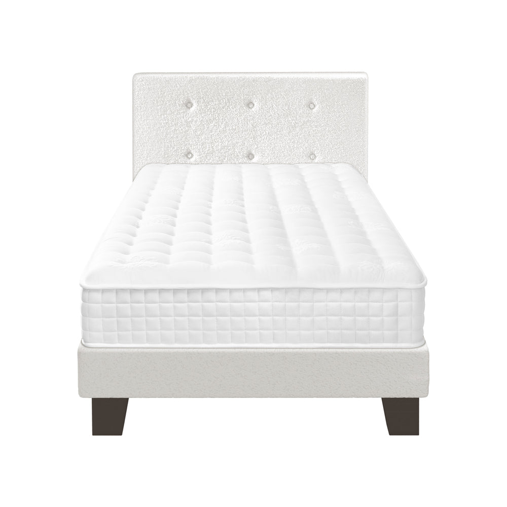 Oikiture Bed Frame Single Size Wooden Beds with Mattress White-Bed Frame-PEROZ Accessories