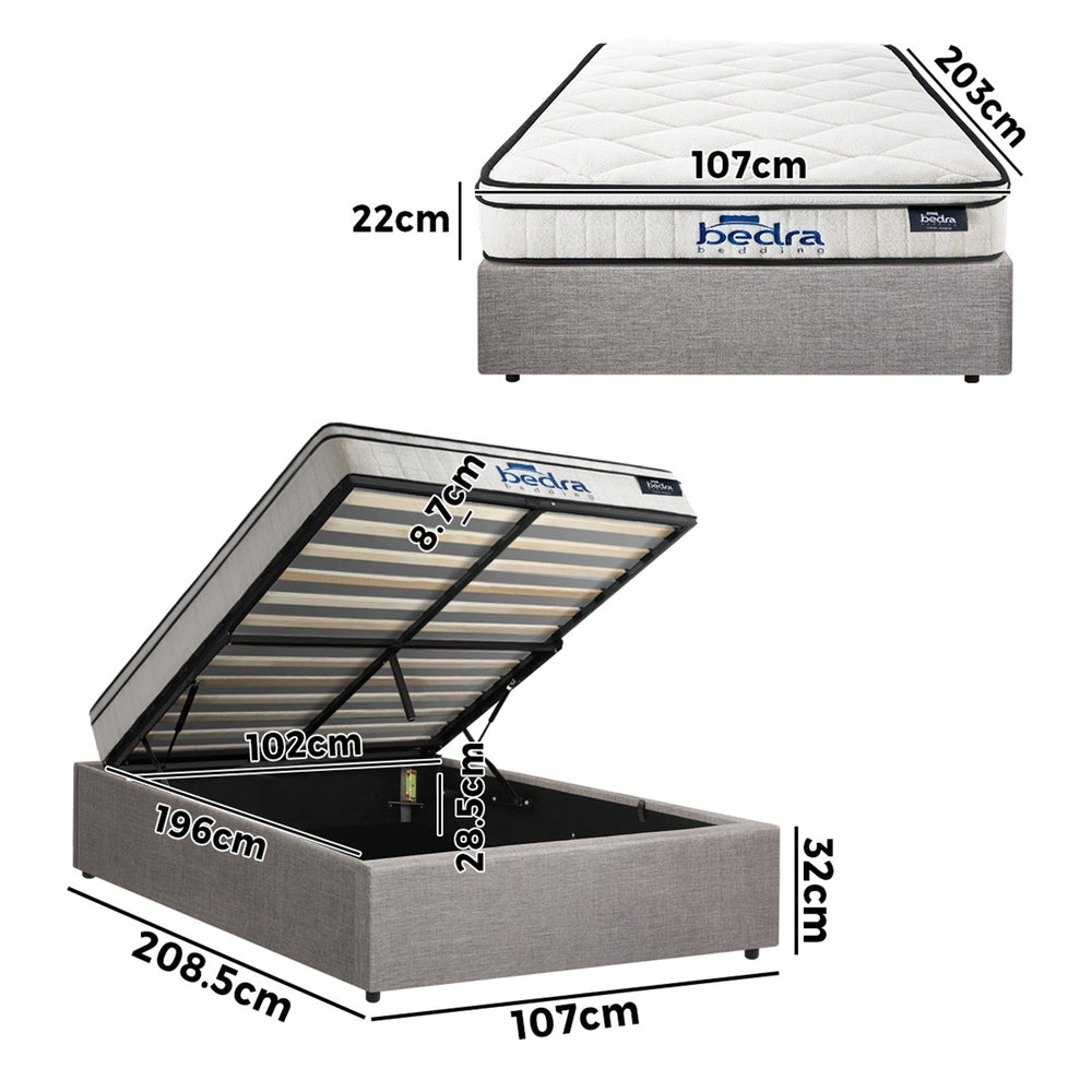 Oikiture Bed Frame King Single Size Storage Platform with Mattress-Bed Frame-PEROZ Accessories