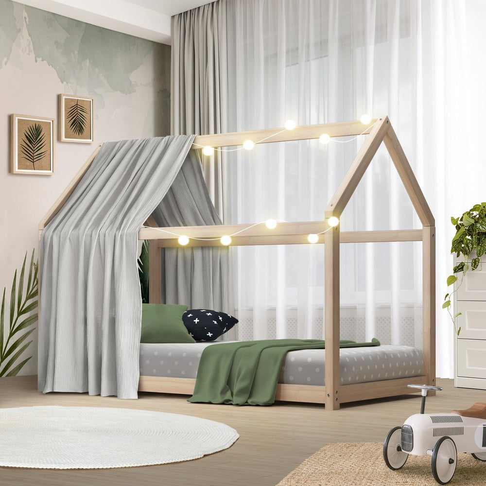 Oikiture Wooden Bed Frame Single Wood Mattress Base Pine Timber Platform-Bed Frames-PEROZ Accessories