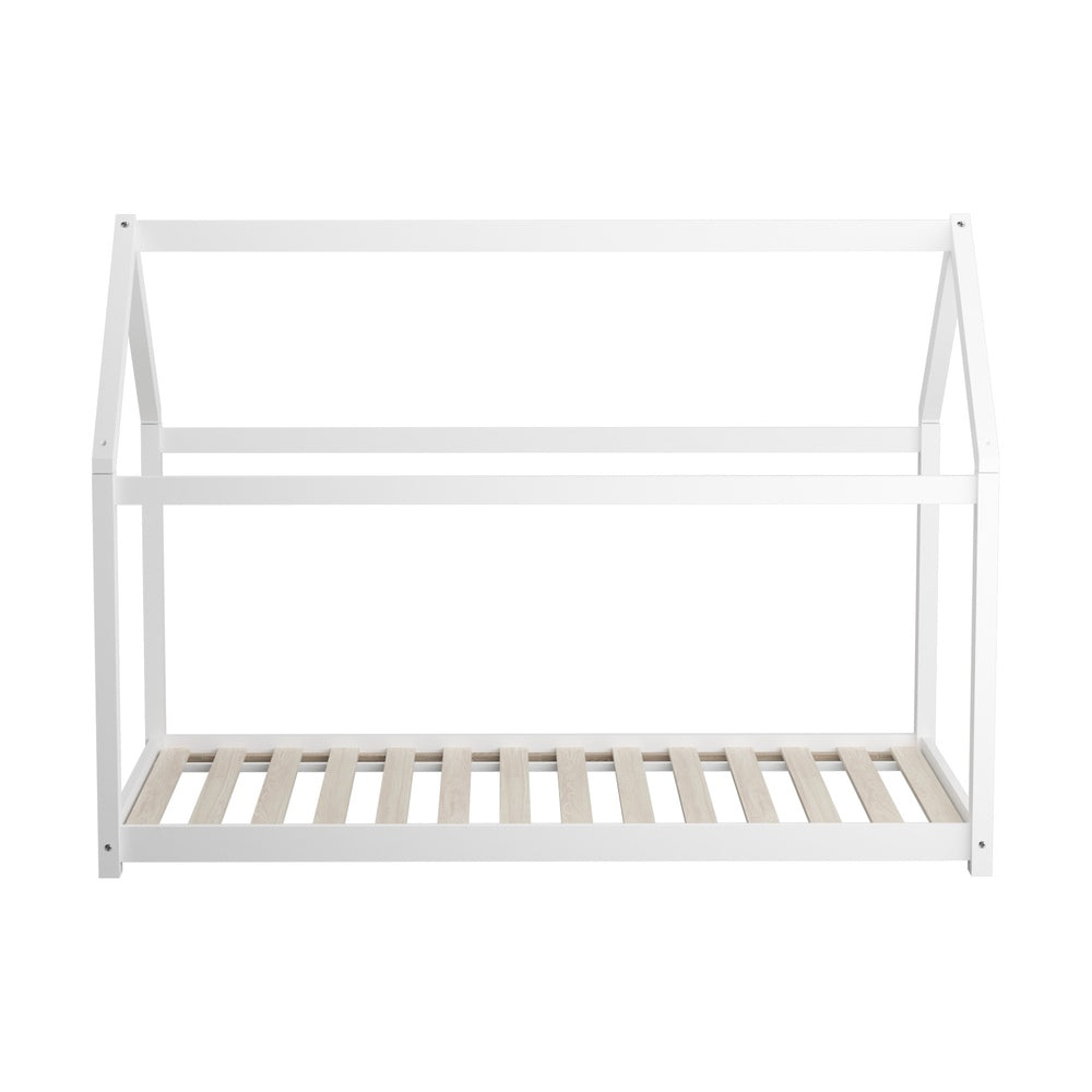 Oikiture Bed Frame Single Wooden Timber House Style Mattress Base Platform White-Bed Frames-PEROZ Accessories