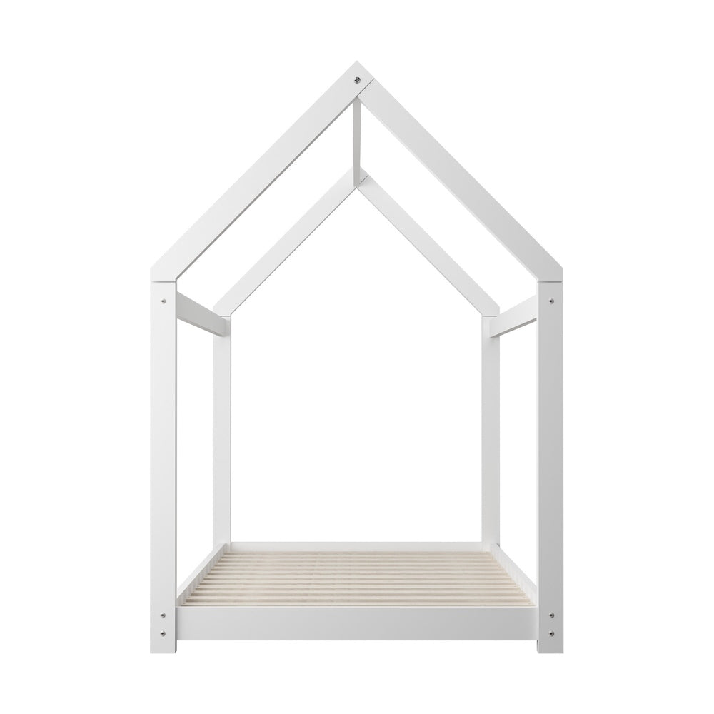 Oikiture Bed Frame Single Wooden Timber House Style Mattress Base Platform White-Bed Frames-PEROZ Accessories