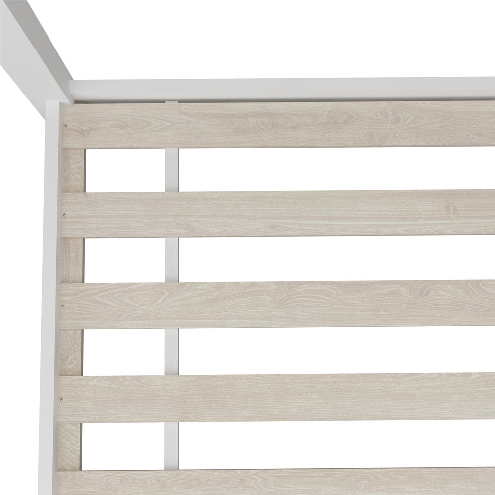 Oikiture Bed Frame Single Wooden Timber House Style Mattress Base Platform White-Bed Frames-PEROZ Accessories