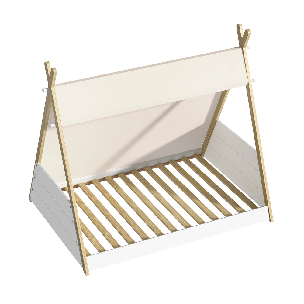 Oikiture Kids Bed Frame and Mattress Single House Teepee Triangle Beds-Wooden Bed Frame-PEROZ Accessories