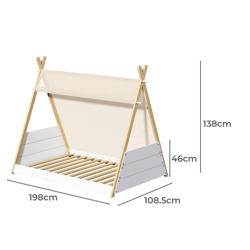 Oikiture Kids Bed Frame Single Size Bed Wooden Timber Mattress Platfrom-Wooden Bed Framess-PEROZ Accessories