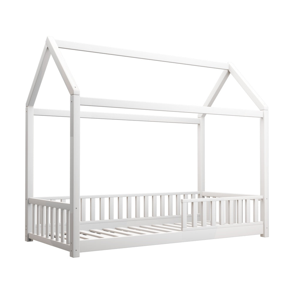 Oikiture Bed Frame Kids Wooden Single Timber House Frame Mattress Base Platform-Bed Frames-PEROZ Accessories