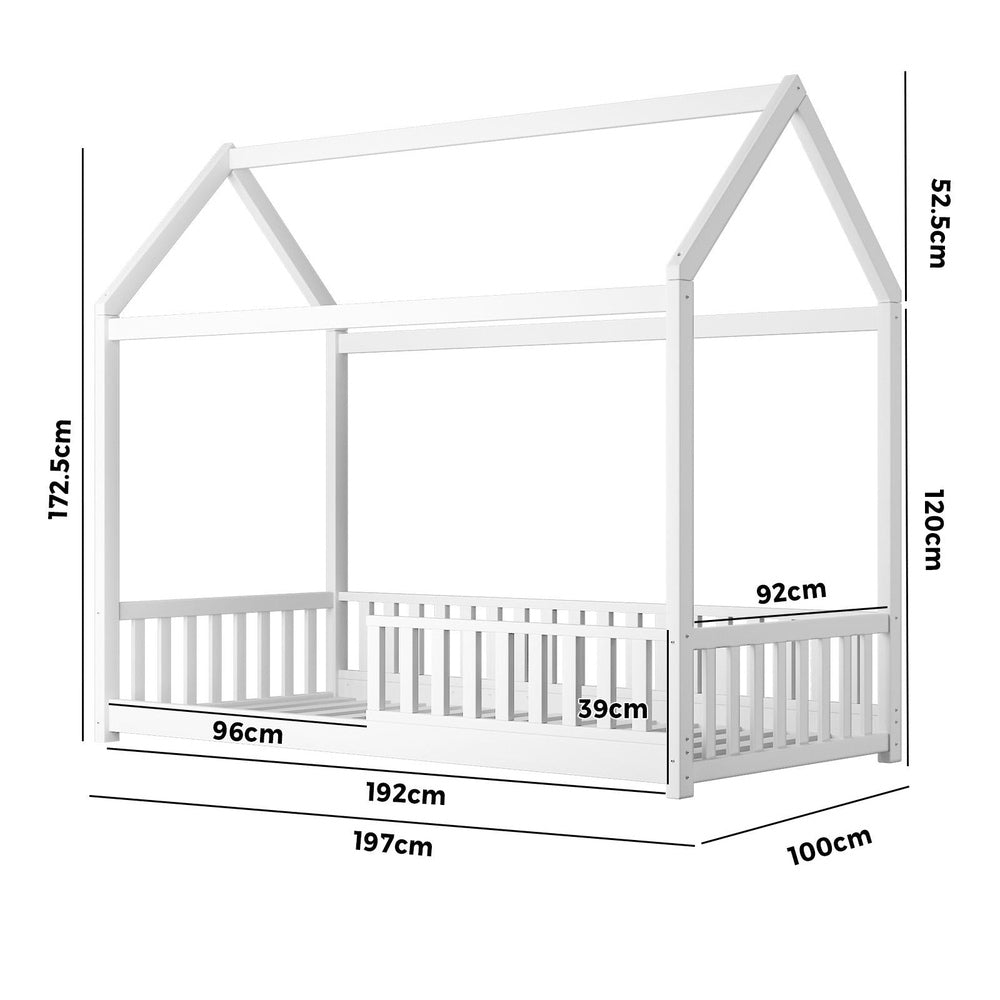 Oikiture Bed Frame Kids Wooden Single Timber House Frame Mattress Base Platform-Bed Frames-PEROZ Accessories