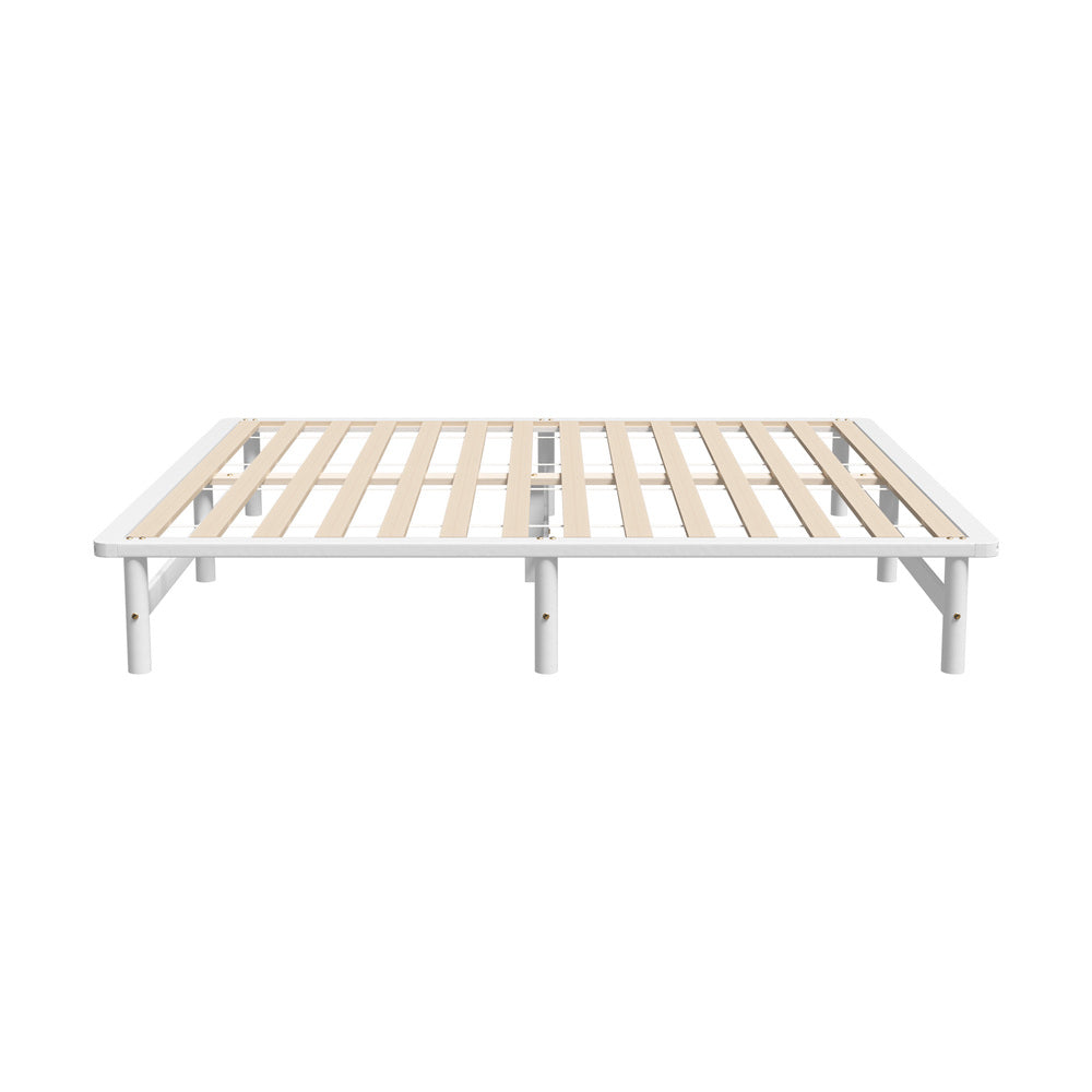 Oikiture Wooden Bed Frame King Size Solid Pine Wood White-Wooden Bed Frames-PEROZ Accessories