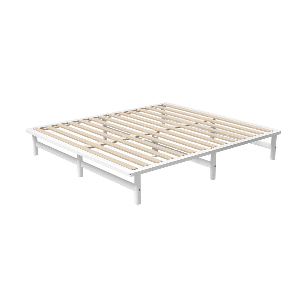Oikiture Wooden Bed Frame King Size Solid Pine Wood White-Wooden Bed Frames-PEROZ Accessories