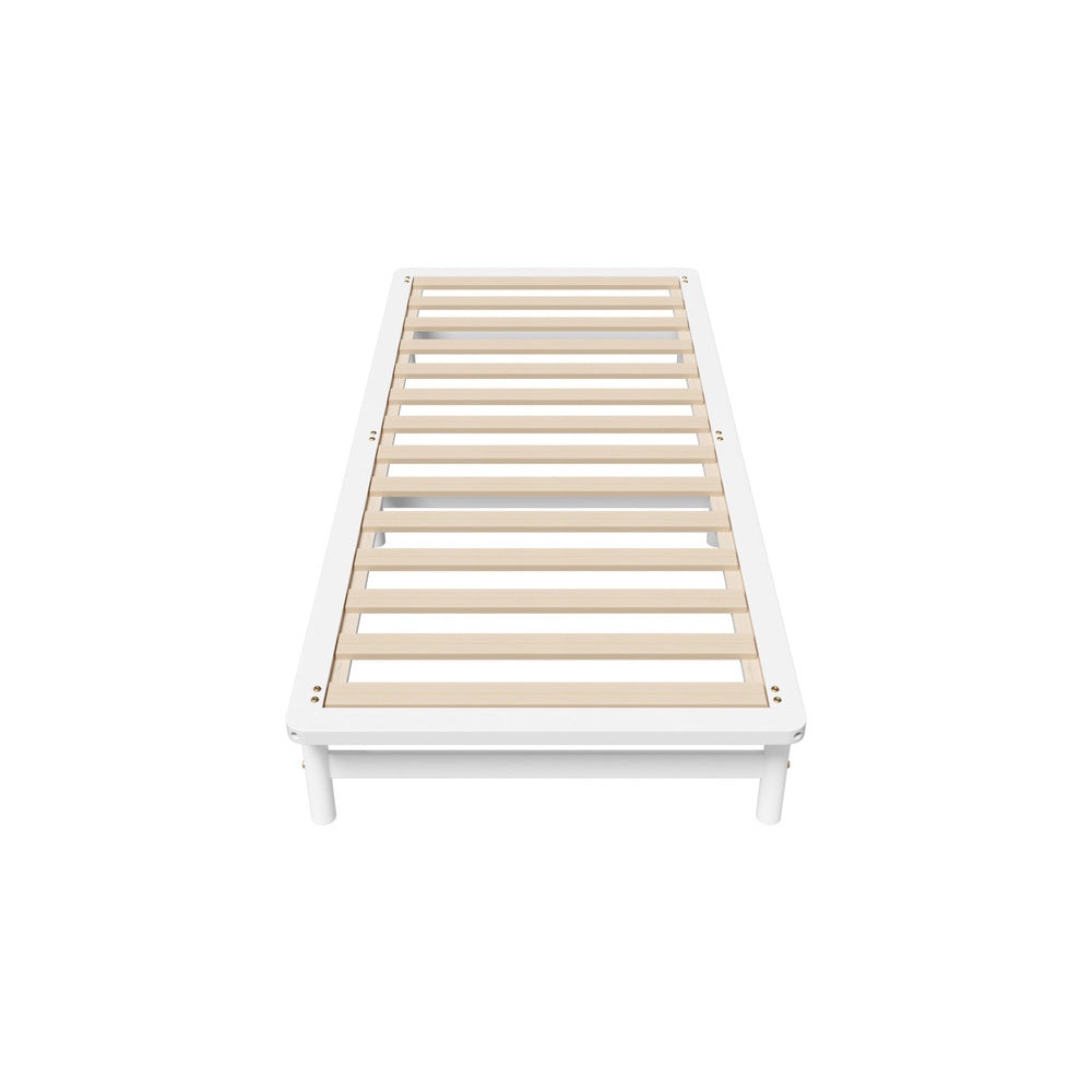 Oikiture Wooden Bed Frame Single Size Solid Pine Timber White-Wooden Bed Frame-PEROZ Accessories