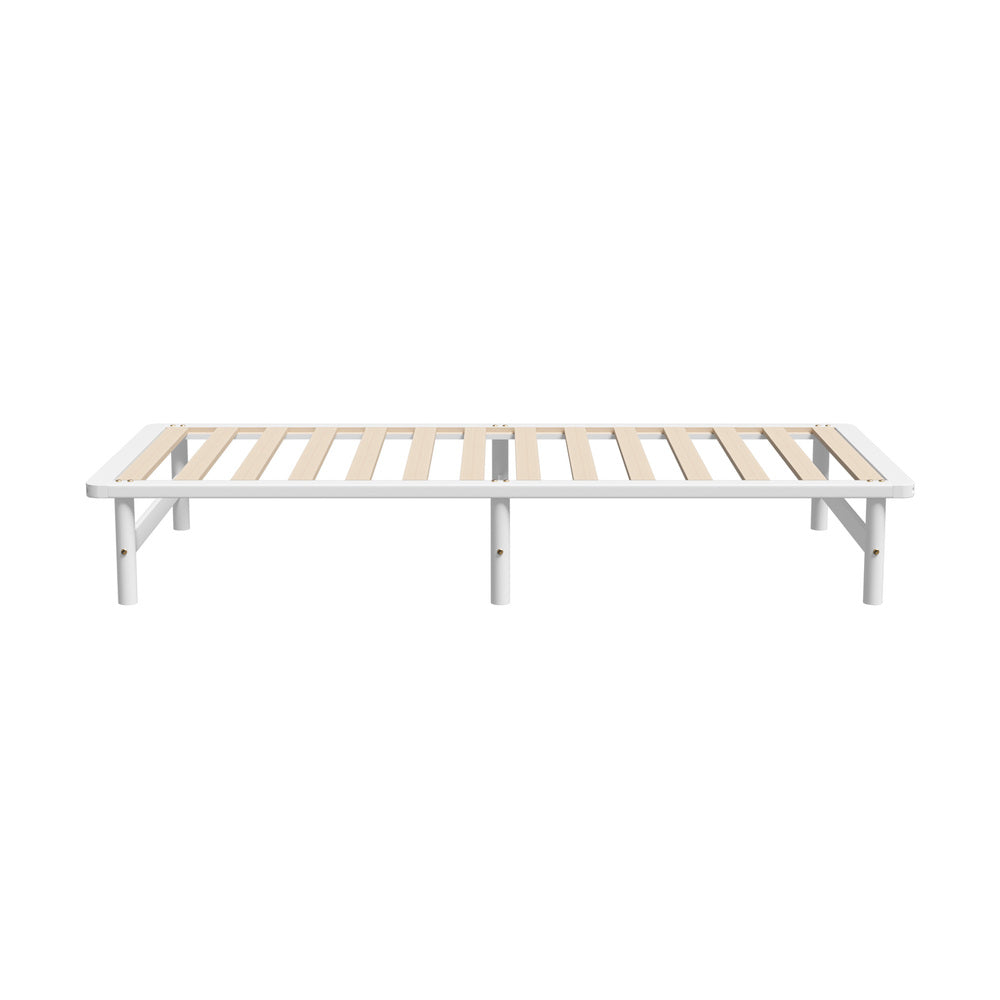Oikiture Wooden Bed Frame Single Size Solid Pine Timber White-Wooden Bed Frame-PEROZ Accessories