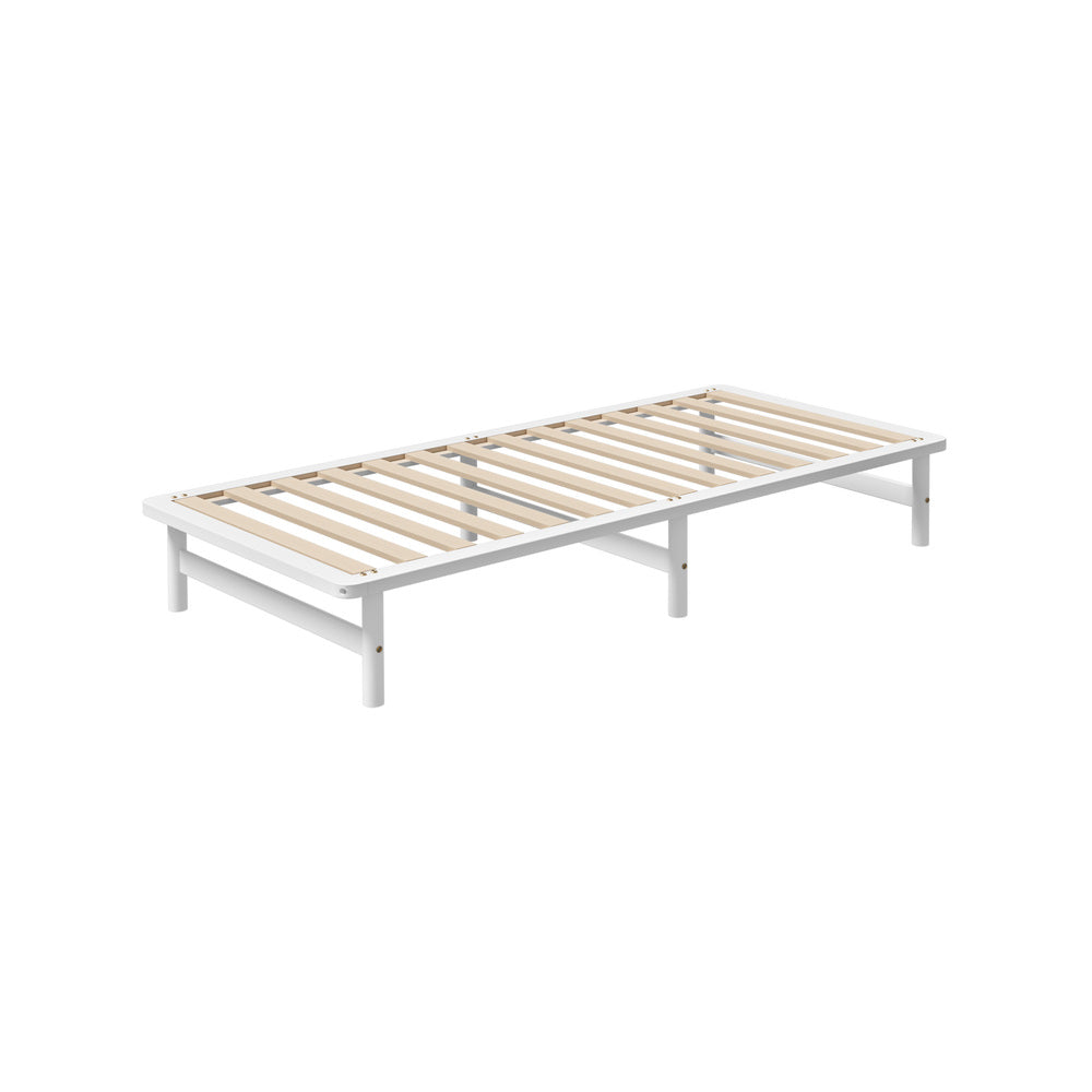 Oikiture Wooden Bed Frame Single Size Solid Pine Timber White-Wooden Bed Frame-PEROZ Accessories