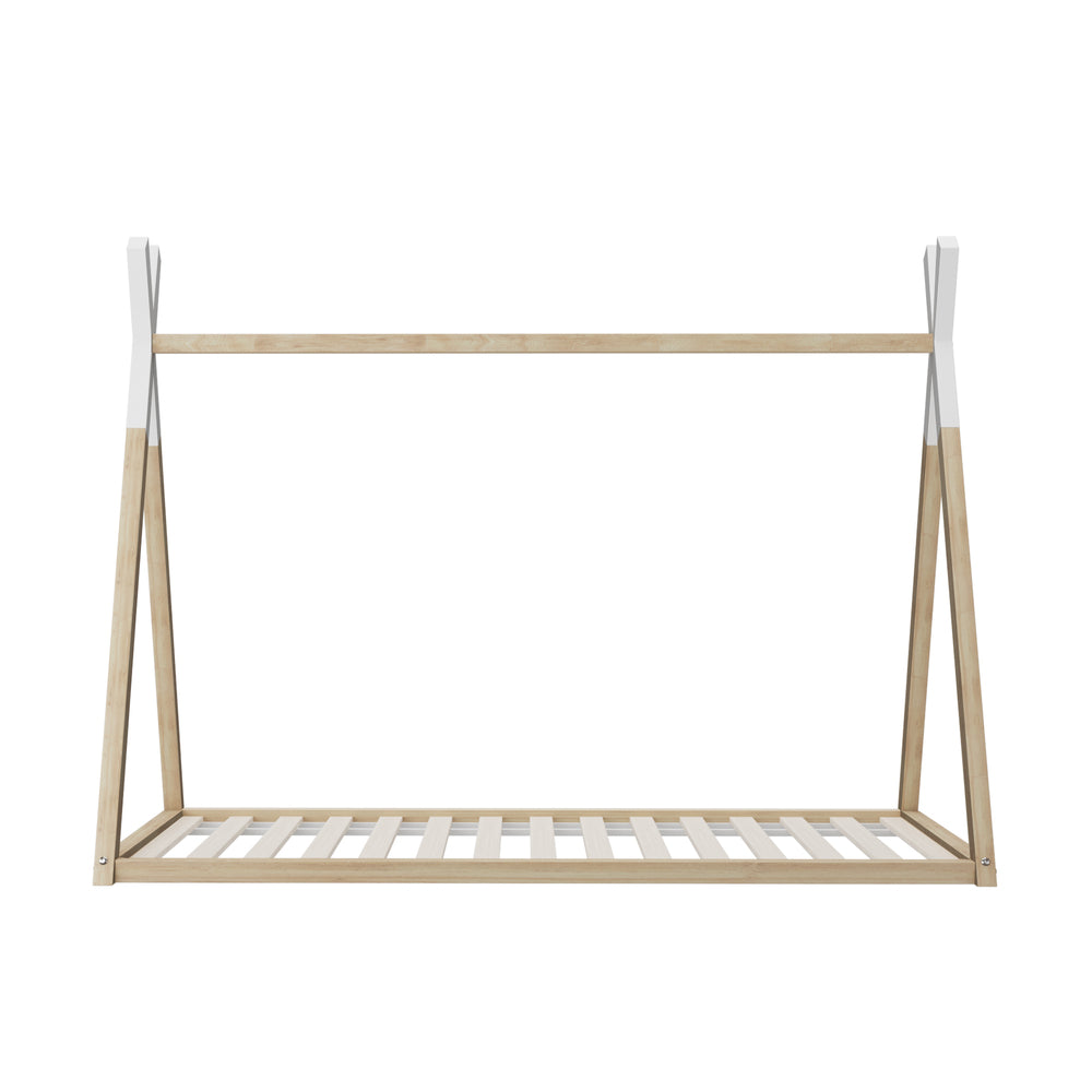 Oikiture Wooden Bed Frame Single Timber Teepee House Mattress Base Platform-Bed Frames-PEROZ Accessories