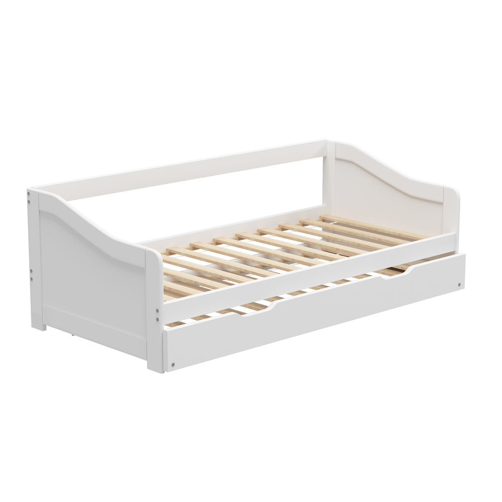 Oikiture Trundle Bed Frame Daybed Single Size Base Timber Wooden Kids Double Bed-Bed Frames-PEROZ Accessories