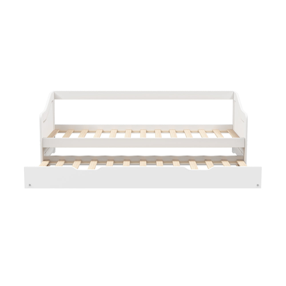 Oikiture Trundle Bed Frame Daybed Single Size Base Timber Wooden Kids Double Bed-Bed Frames-PEROZ Accessories