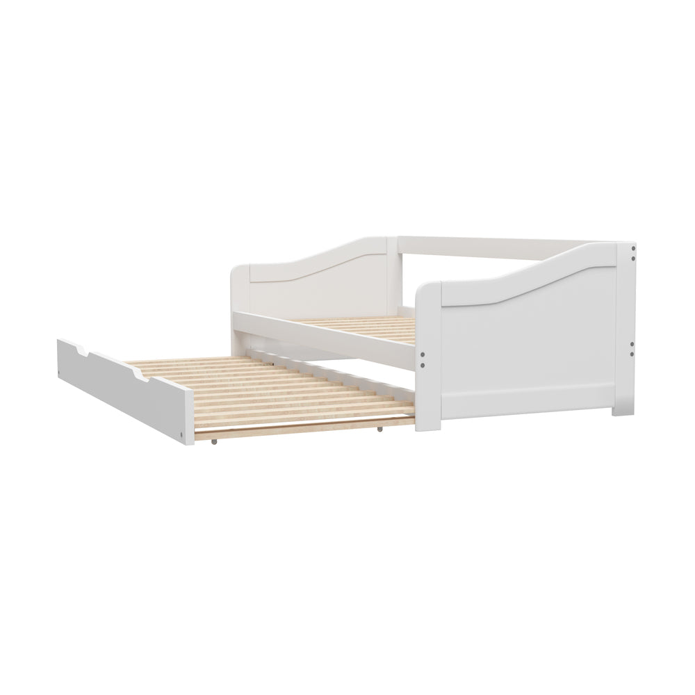 Oikiture Trundle Bed Frame Daybed Single Size Base Timber Wooden Kids Double Bed-Bed Frames-PEROZ Accessories