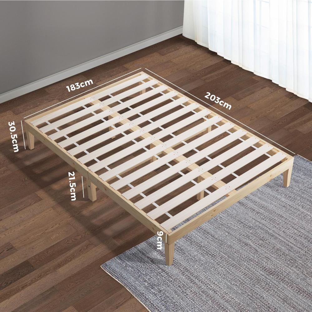 Oikiture Bed Frame King Size Pine Wood Bed Base-Wooden Bed Frames-PEROZ Accessories