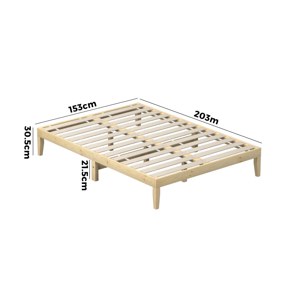 OIKITURE Wooden Bed Frame Queen Size with Pine Timber Frame Mattress Base-Wooden Bed Framess-PEROZ Accessories