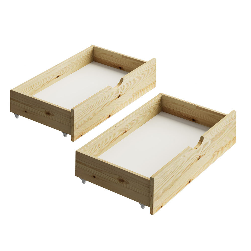 Oikiture 2x Trundle Drawers for Bed Frame with Wheels Wooden-Drawer Set of 2-PEROZ Accessories
