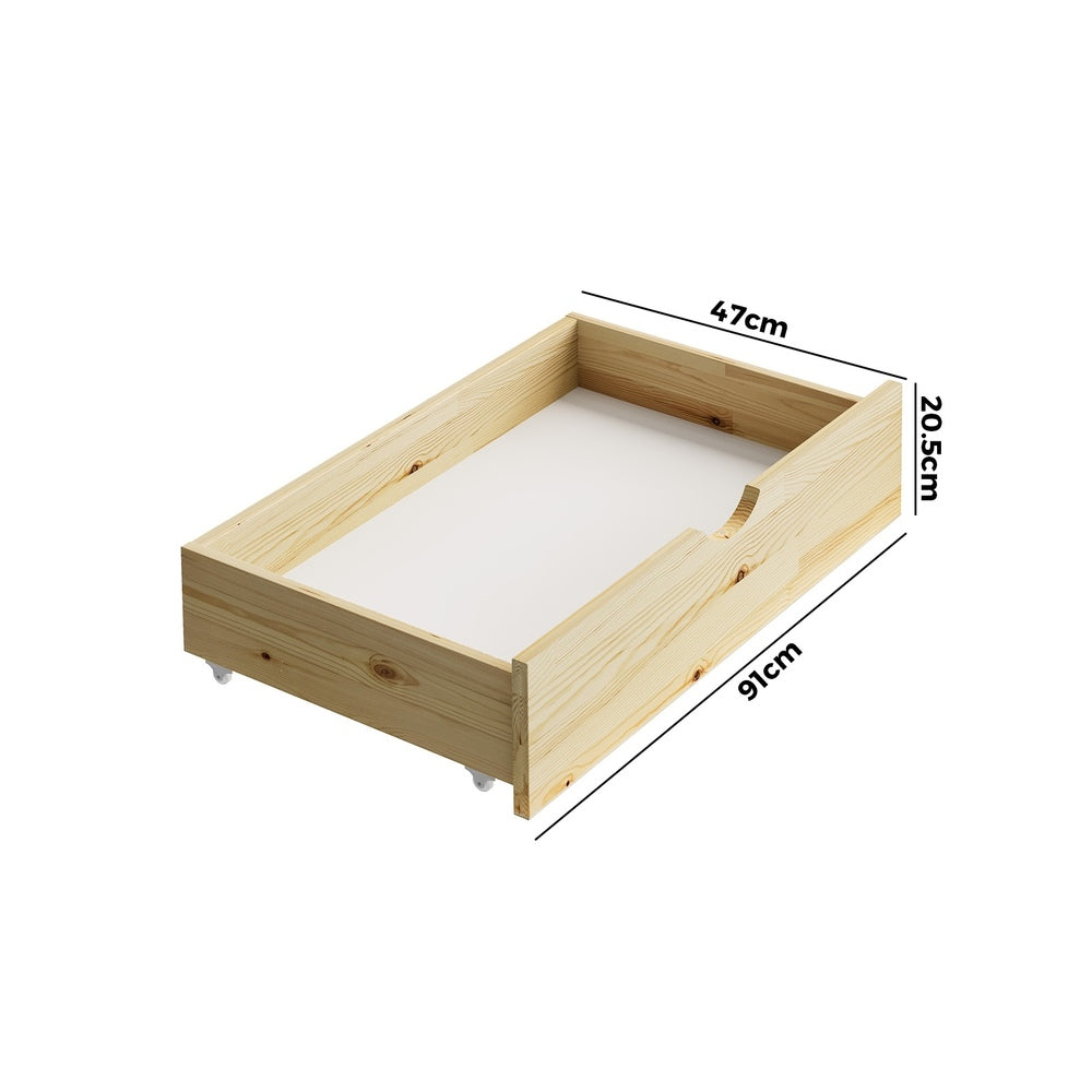 Oikiture 2x Trundle Drawers for Bed Frame with Wheels Wooden-Drawer Set of 2-PEROZ Accessories
