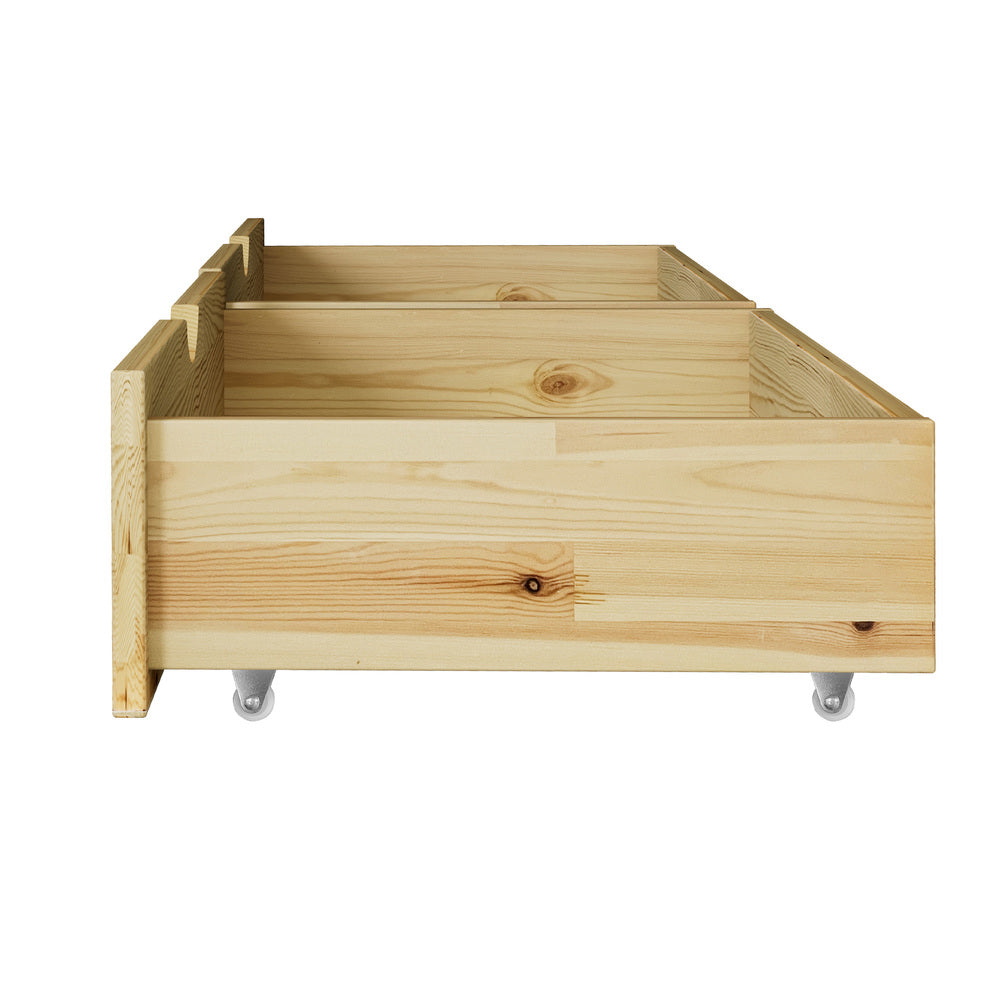 Oikiture 2x Trundle Drawers for Bed Frame with Wheels Wooden-Drawer Set of 2-PEROZ Accessories