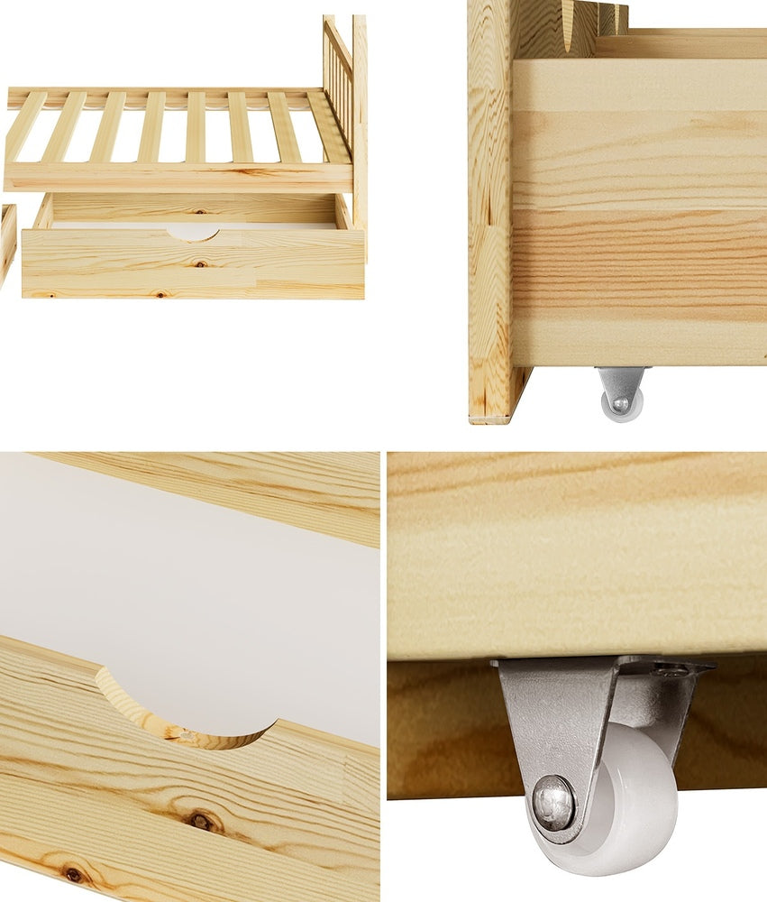 Oikiture 2x Trundle Drawers for Bed Frame with Wheels Wooden-Drawer Set of 2-PEROZ Accessories