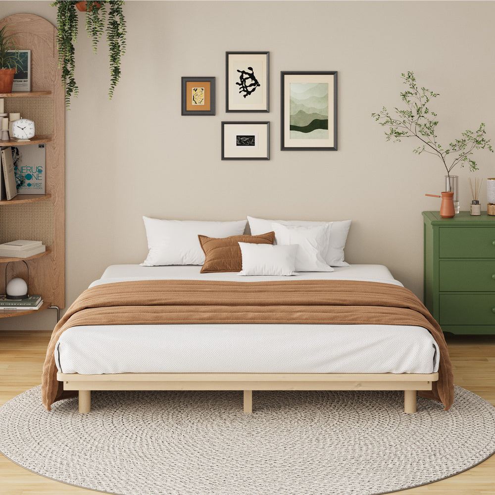 Oikiture Bed Frame King Size Wooden Bed Base Timber Platform-Wooden Bed Frames-PEROZ Accessories