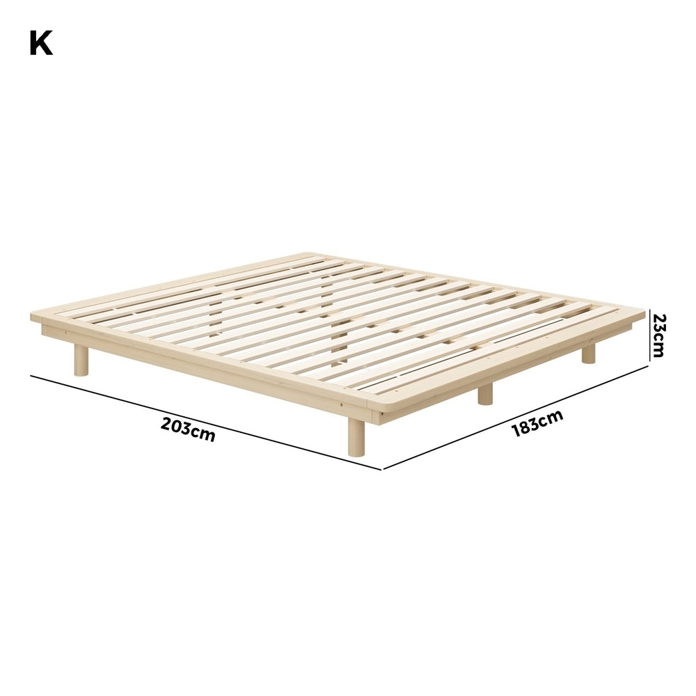 Oikiture Bed Frame King Size Wooden Bed Base Timber Platform-Wooden Bed Frames-PEROZ Accessories
