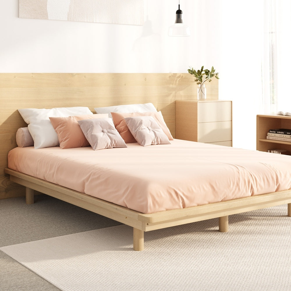 Oikiture Bed Frame Queen Size Wooden Bed Base Timber Platform-Wooden Bed Frames-PEROZ Accessories