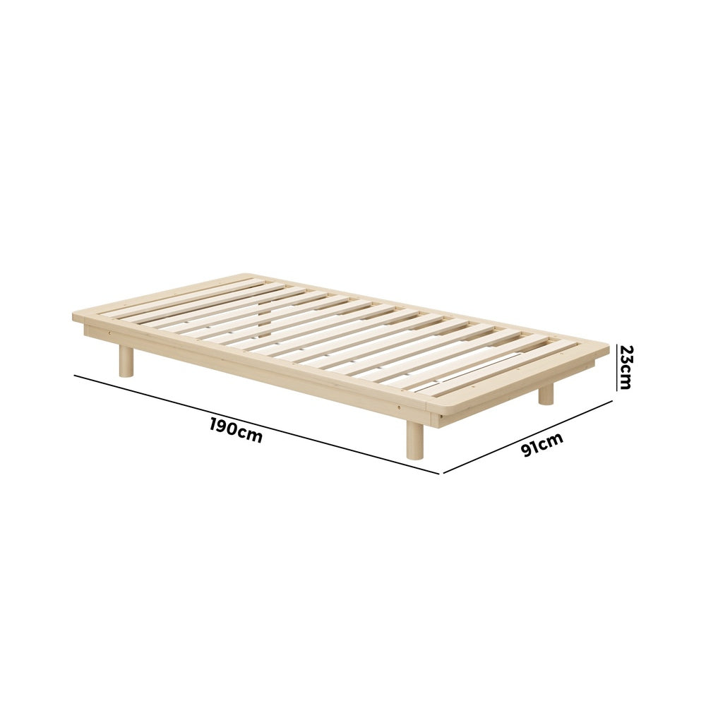 Oikiture Bed Frame Single Size Wooden Bed Base Timber Platform-Wooden Bed Frames-PEROZ Accessories
